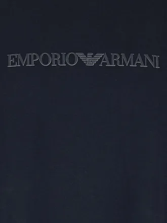 Emporio Armani Logo-Embroidered Cotton T-Shirt - Navy
