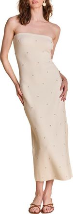 endless rose Embellished Strapless Knit Midi Dress in Cream at Nordstrom, Size X-Small