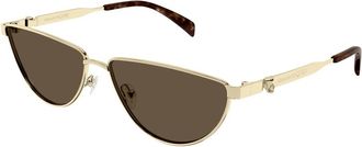 Alexander McQueen Goud/Bruin Zonnebril Am 0456S - Dames - Zonnebrillen - Geel - 60 MM - Accessoires