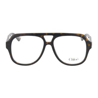 Chlo&eacute; Glasses, unisex, Brown, Size: 57 MM Oversized Pilot Optical Eyeglasses