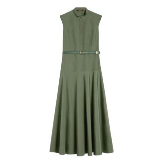 Max Mara Shirt Dresses, female, Green, Size: M Poplin Fit-and-Flare Dress