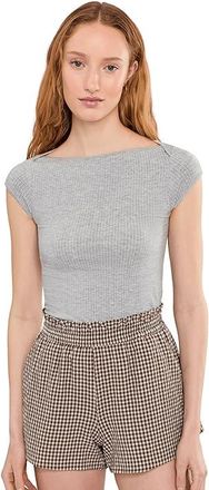 Free People So Soft Seamless Modal T-Shirts Womens Clothing Heather Grey : L-XL (US Womens 14-16), Elastane/Modal/Polyamide
