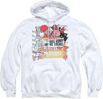 Gildan Looney Tunes Bugs And Friends Adult Pull Over Hoodie / Hooded Sweatshirt