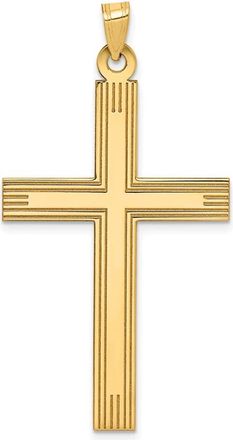 Diamond2Deal 14k Yellow Gold Laser Etched Cross Charm