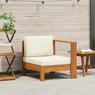 vidaXL Vidaxl - Sof&aacute; Central Con 1 Reposabrazos Madera De Acacia Blanca Crema