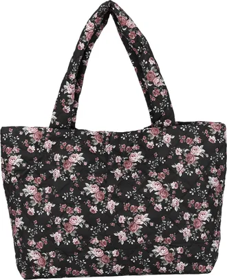 Generic Women Floral Puffy Padded Tote Shoulder Bag Large Capacity Daily Use(Black Rose) (style1)
