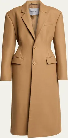 Balenciaga Single-Breasted Wool Long Tailored Coat