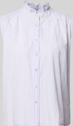 Emily van den Bergh Blusentop aus Baumwolle mit Stehkragen in Hellblau, Gr&ouml;&szlig;e 36