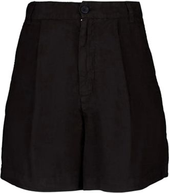 120% Lino Shorts a pieghe con tasche - Nero