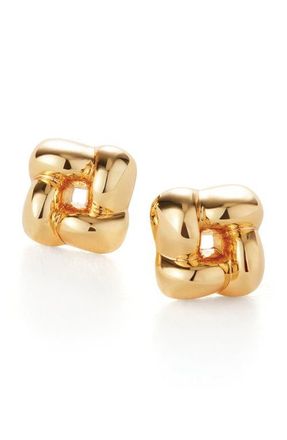 JENNY BIRD Mini Woven Square Earrings in High Polish Gold at Nordstrom