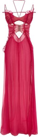 Nensi Dojaka Fuchsia Silk Long Womens Dress