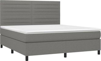 vidaXL Vidaxl - Cama Box Spring Con Colch&oacute;n Tela Gris Oscuro 160x200 Cm