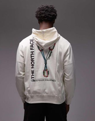 The North Face Explore Gear - Felpa bianco sporco vestibilit&agrave; comoda con cappuccio e logo