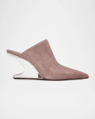 Rick Owens Cantilever 8 Sabot Sharp Suede Mules