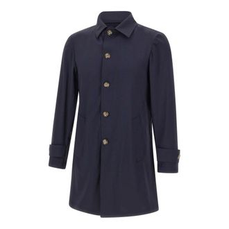 Barba Single-Breasted Coats, male, Blue, Size: XL Bristol Trench Coat