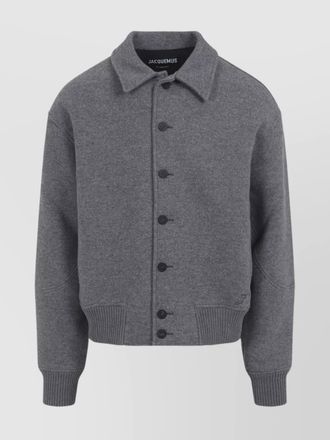 Jacquemus ribbed cuff bomber jacket featuring pockets