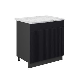 Vicco Armario Bajo Para Fregadero Fame-line, Rayas Negras, 80 Cm Con Estante, Et M&aacute;rmol