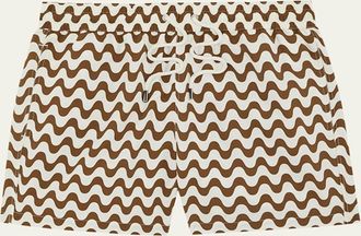Frescobol Carioca Mens Copacabana Wave-Print Swim Trunks