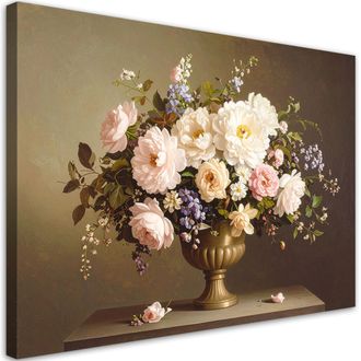 Feeby Cuadro Sobre Lienzo, Ramo De Flores En Un Jarr&oacute;n Vintage, 120x80