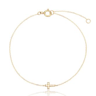 Lily & Roo Gold Diamond Style Tiny Cross Bracelet
