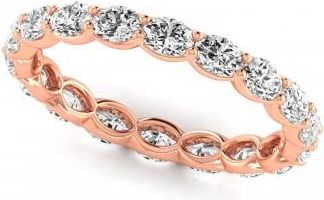 Allurez Oval Cut Lab Grown Diamonds Eternity Ring Wedding Band 14K Rose Gold (2.00ct)