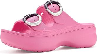 Crocs Saturday Buckle Platform Sandals Womens Dress Sandals Pink Lemonade : 10 M, Synthetic