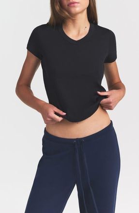 SKIMS V-Neck Baby Tee in Washed Onyx at Nordstrom, Size Xx-Small