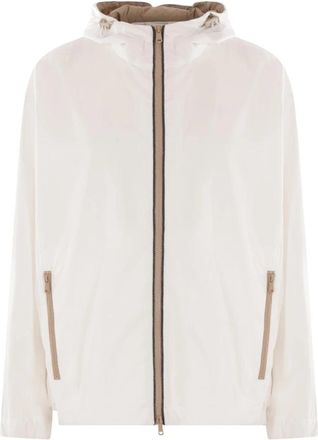 Brunello Cucinelli Witte technische windbreaker met heraldisch logo - Dames - Zomerjassen - Wit - M - Jassen