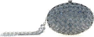 Self Portrait Kristal-versierde satijnen clutch - Dames - Mini tas - Grijs - ONE Size - Satijn - Tassen
