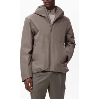 Mango Water Repellent Thermolite Zip Hoodie in Medium Brown at Nordstrom, Size X-Large