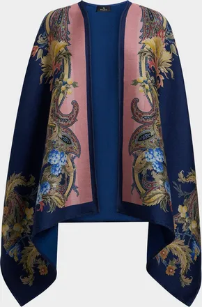 Etro Paisley Wool-Blend Jacquard Cape