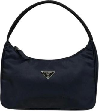 Prada Pre-owned Shoulder Bags, female, Black, Size: ONE SIZE Pre-owned Nylon Shoulder Bag