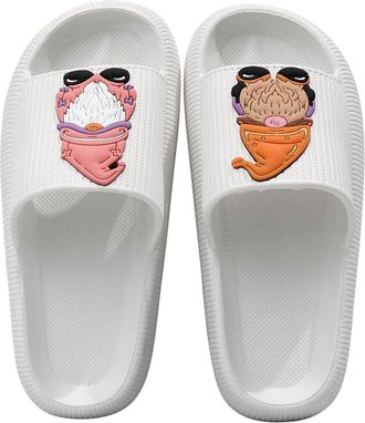 Generic White Relaxation Footwear with Dwarf Design and Non-Slip Sole for Safe Home Use
