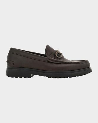 Ferragamo Tobias Gancini Leather Loafers