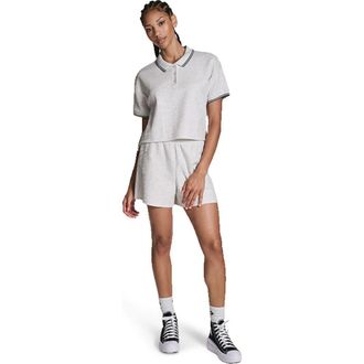 Converse Cropped Waffle Polo in Light Grey Heather at Nordstrom, Size X-Large Short