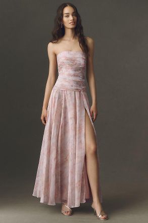 BHLDN Strapless Chiffon Maxi Dress