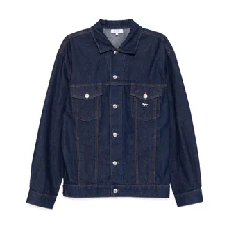 Maison Kitsun&eacute; Denim Jackets, male, Blue, Size: S Trucker Jacket