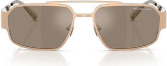Michael Kors Cape Town 58mm Rectangular Sunglasses in Gold Matte /Brown Silver at Nordstrom