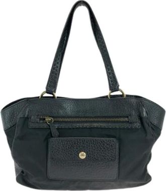 Prada Pre-owned Handbags, female, Black, Size: ONE SIZE Pre-owned Vitello Daino Tessuto 2way bag