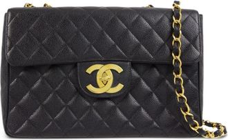 Chanel 1995 jumbo Classic Flap shoulder bag - women - Caviar Leather - One Size - Black