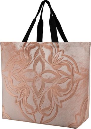Generic Rose Gold Tote Bag Durable Shopping Bag Lightweight Shoulder Bags For Beach Ladies Picnic