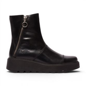 FLY London dames zwarte leren rits met rits en enkellaarsjes - TARP553FLY