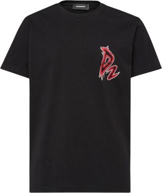Dsquared2 Minimalistisch T-shirt met duivelprint - Heren - T-shirts - Zwart - XS - Katoen - Tops