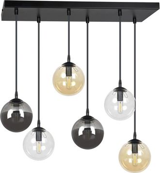 Wonderlamp Regleta de techo de metal y 6 esferas colgantes ajustables multicolor