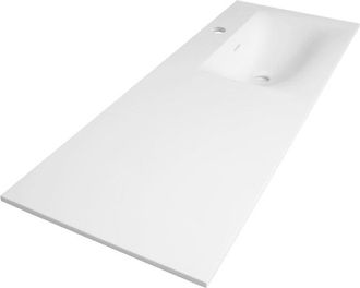 Marcel Breuer Glacier wastafel asymmetrisch 120x46x2cm - 1 wasbak - rechts 1 kraangat- fine stone - mat wit