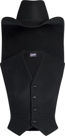 Jean Paul Gaultier Gilet met hoeddetail op maat - Dames - Bodywarmers - Zwart - XS - Wol - Jassen