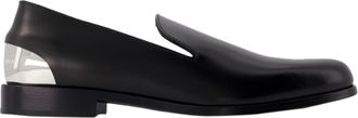 Alexander McQueen Alexander Mcqueen Mens Metal Heel Loafers - - Leather - Black/Silver Calf Leather - Size UK 9