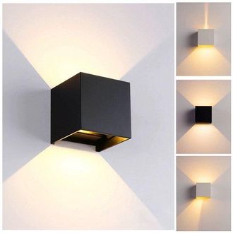 OEM L&aacute;mpara De Pared Negra (1 Unidad) - Apta Para Uso Interior Y Exterior - No Recargable - 3000k - L&aacute;mpara De Exterior - 12w-ip65-10x10x10cm