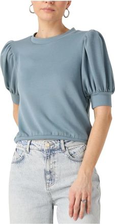 Minus Blauwe Livana T-shirt veelzijdige elegantie - Dames - Blouses - Blauw - 2XL - Overhemden