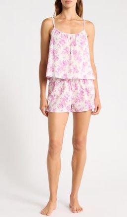 Abound Floral Cotton Crop Camisole & Shorts Pajamas in Ivory- Pink Summer Toile at Nordstrom Rack, Size X-Large
